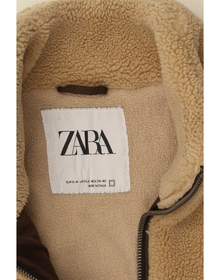 Zara Ανδρικό Fleece Jacket UK 38 Medium Beige Polyester