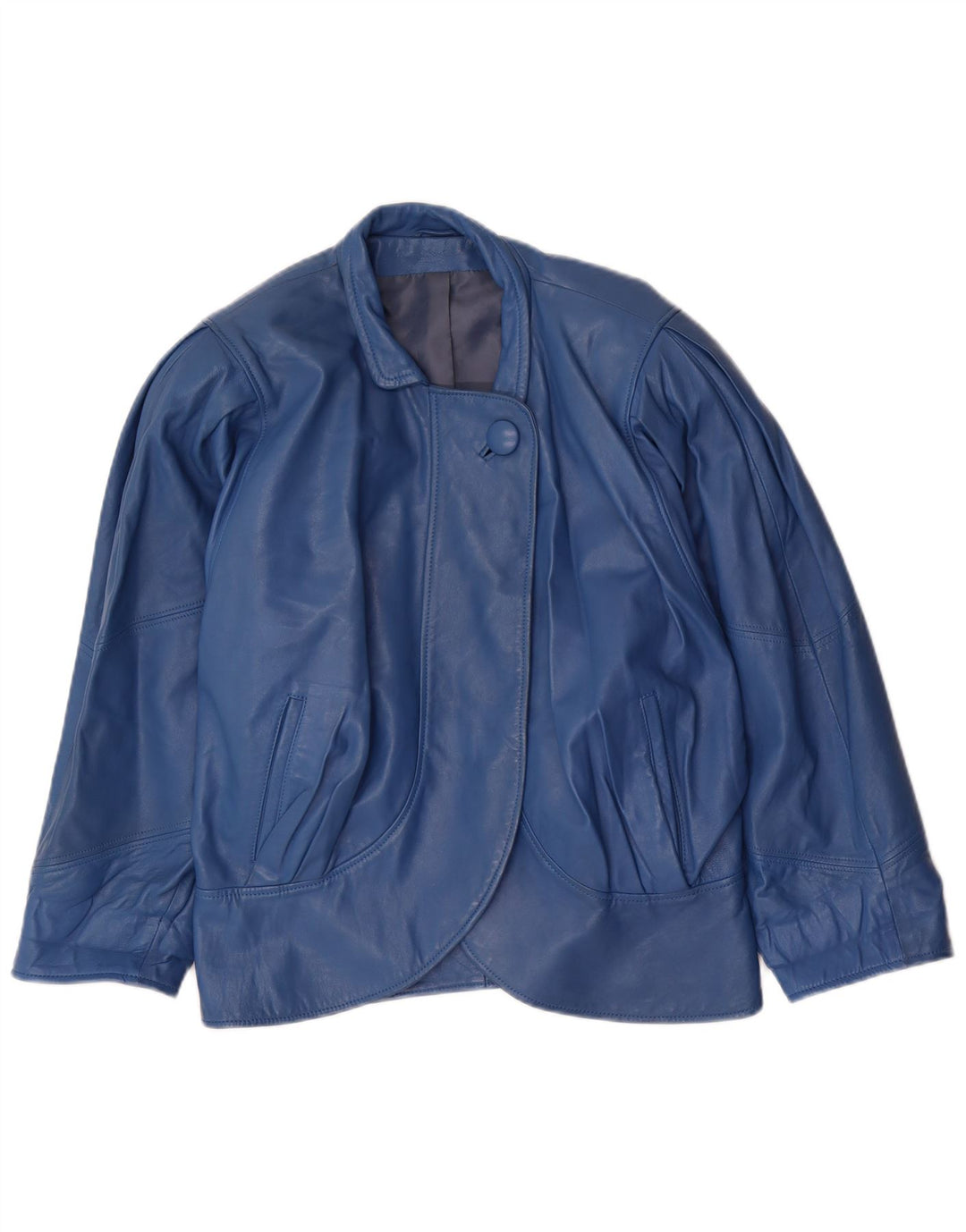 Vintage Γυναικείο Oversized Δερμάτινο Μπουφάν EU 34 XS Μπλε