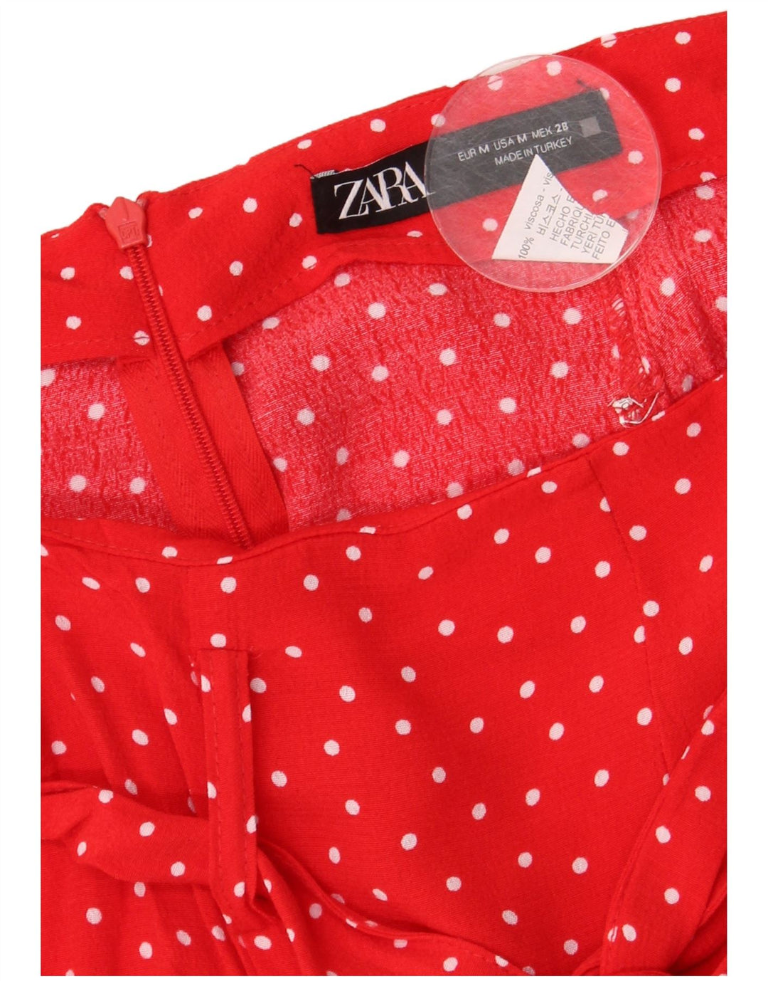 Zara Γυναικεία Μίνι Φούστα Medium W28 Red Spotted Viscose