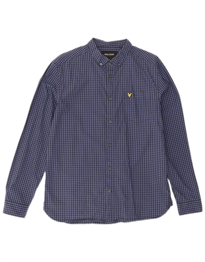 Lyle & Scott Ανδρικό πουκάμισο μεγάλο Navy Blue Gingham Cotton