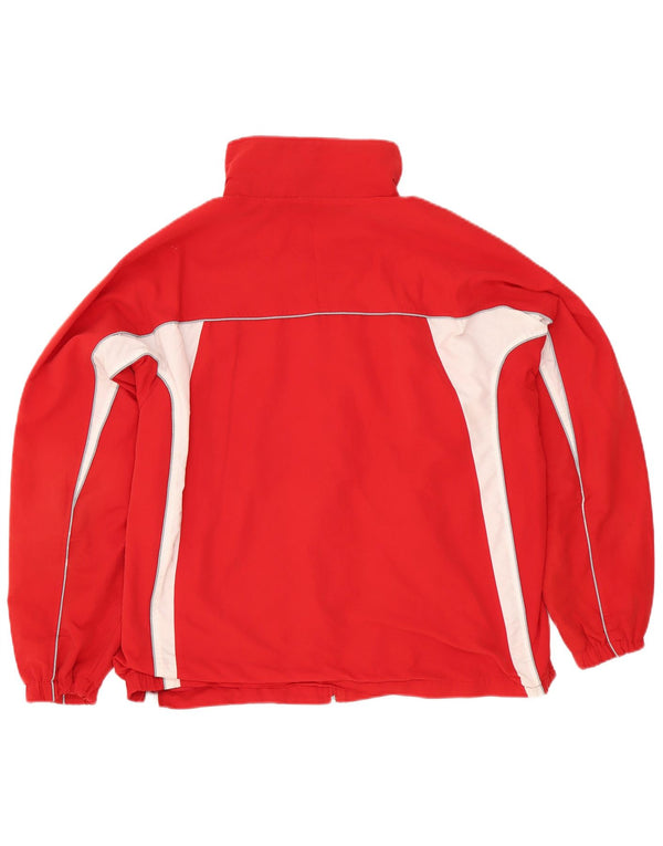Asics Mens Tracksuit Top Jacket Large Red Colourblock Polyester