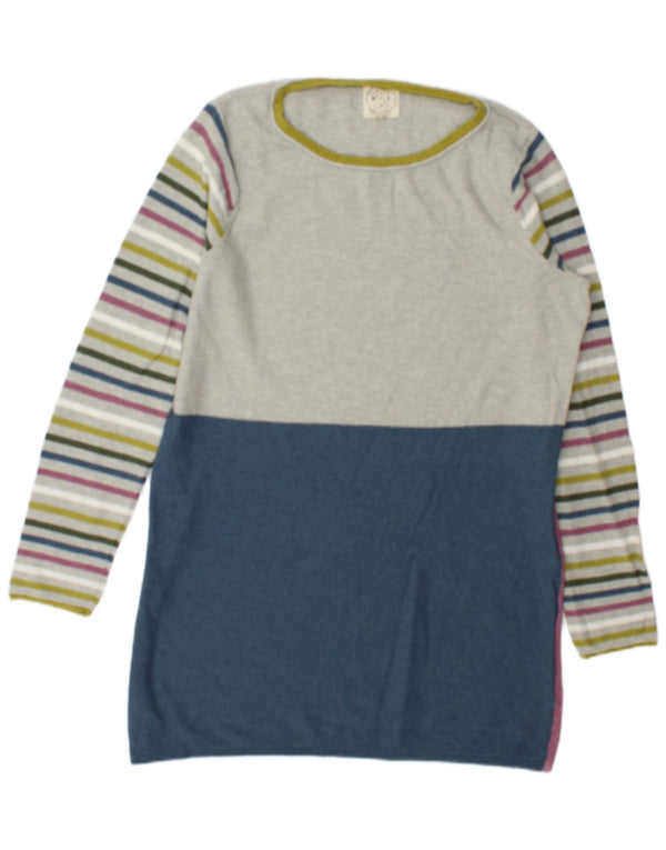 White Stuff Womens Long Sleeve Jumper Dress UK 14 Medium Grey Colourblock