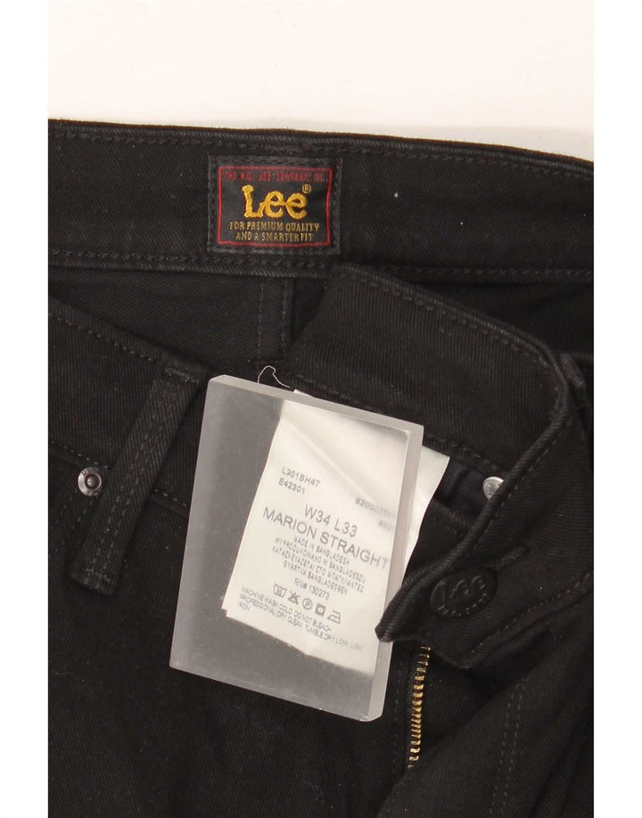 Lee Womens Marion Straight Jeans W34 L33 Μαύρο βαμβακερό