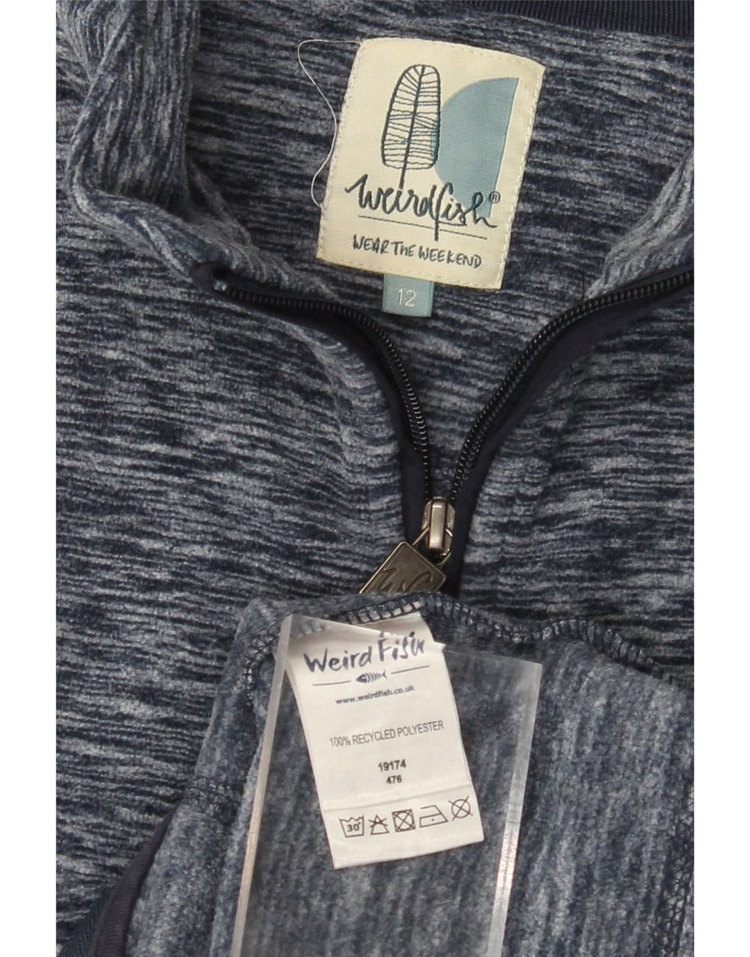 WEIRD FISH Γυναικείο Fleece Jacket UK 12 Medium Navy Blue Flecked Polyester