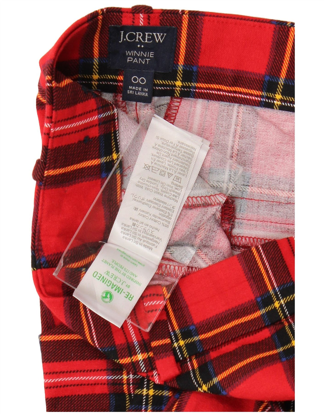 J. CREW Γυναικείο Winnie Slim Casual Παντελόνι US 00 2XS W26 L24 Red Check