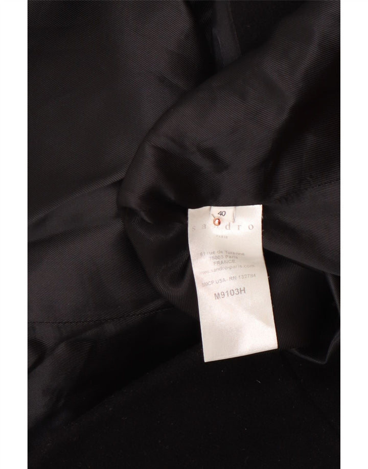 SANDRO Γυναικείο Πανωφόρι με Κουκούλα EU 40 Μεσαίο Μαύρο Μαλλί