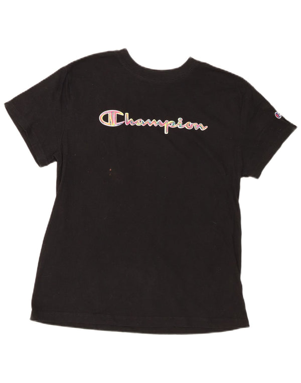 Champion Womens Graphic T-Shirt Top UK 12 Medium Black