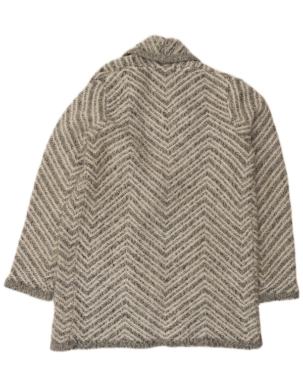 Marks & Spencer Γυναικείο πουλόβερ Longline Cardigan UK 14 Medium Grey Chevron