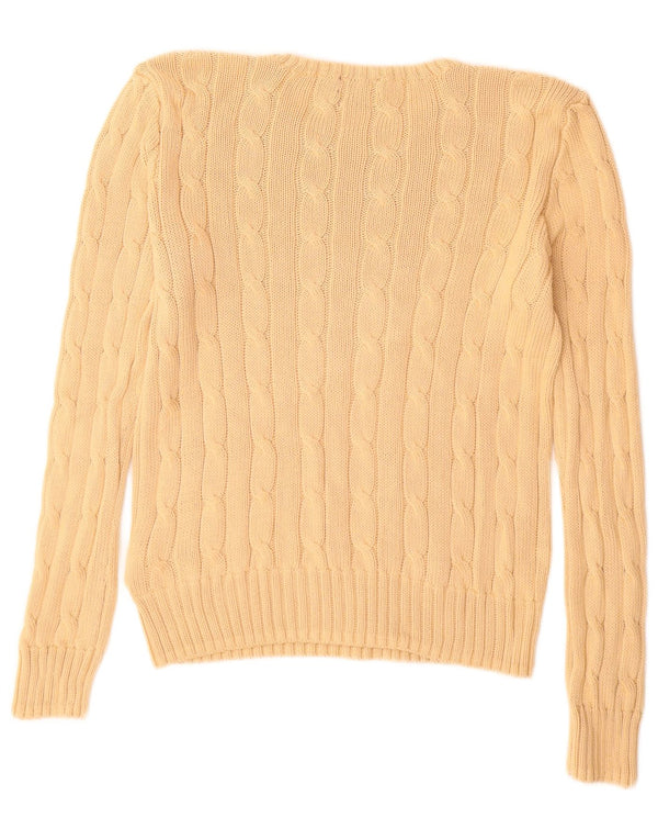 Polo Ralph Lauren Γυναικείο πουλόβερ με λαιμόκοψη UK 12 μεσαίο βαμβακερό μπεζ