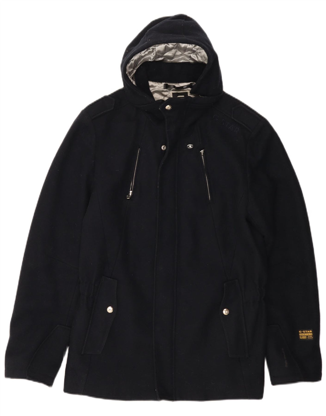 Γυναικείο μπουφάν G-Star 3301 με κουκούλα αντιανεμικό UK 16 Large Navy Blue Wool