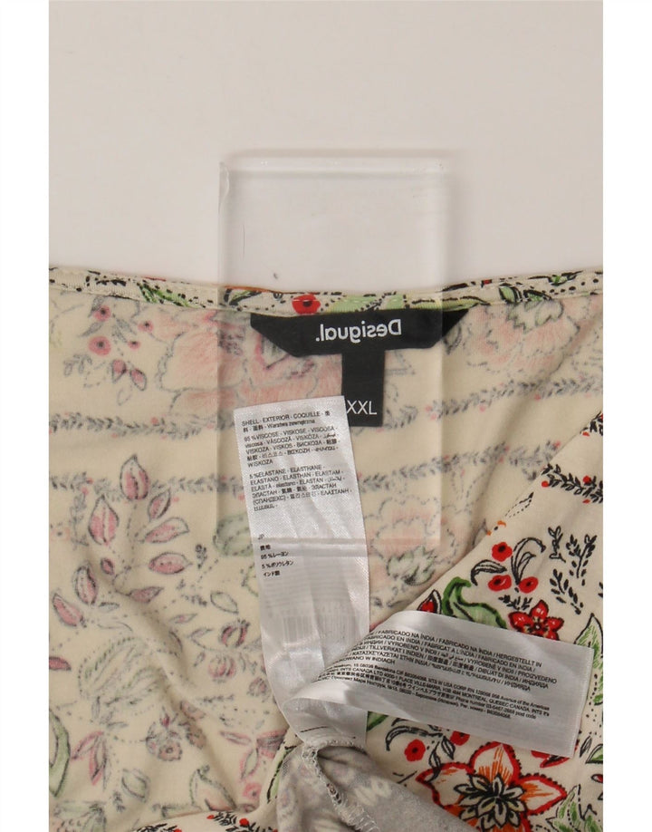 DESIGUAL Γυναικεία Μπλούζα Τοπ UK 20 2XL Off White Floral Viscose