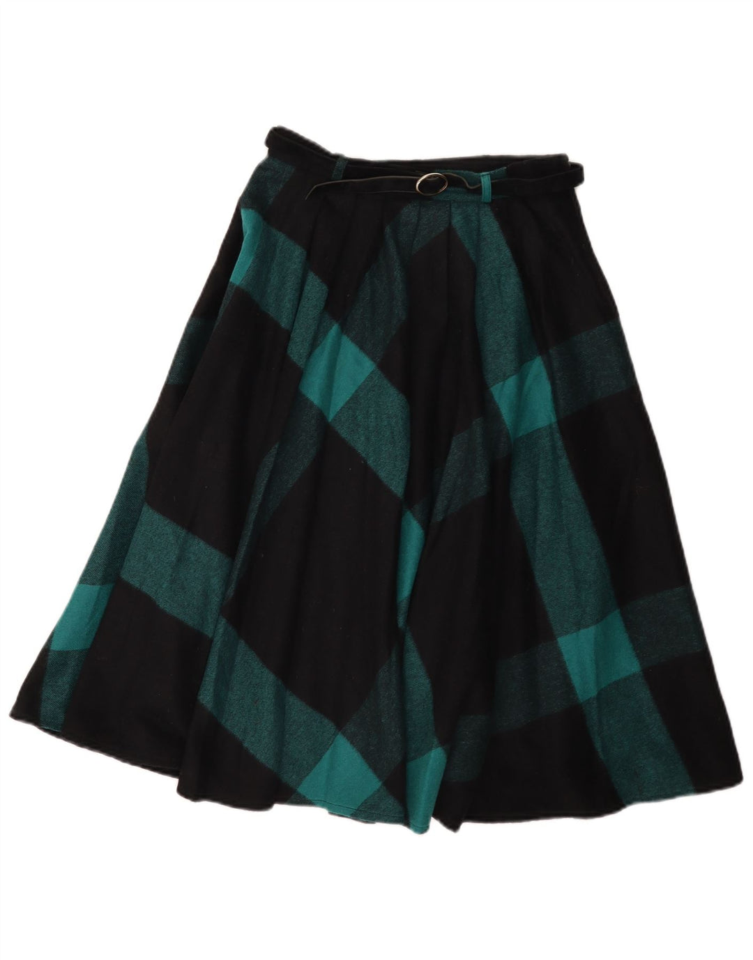 Vintage Γυναικεία Flared Φούστα IT 42 Medium W26 Black Check Wool