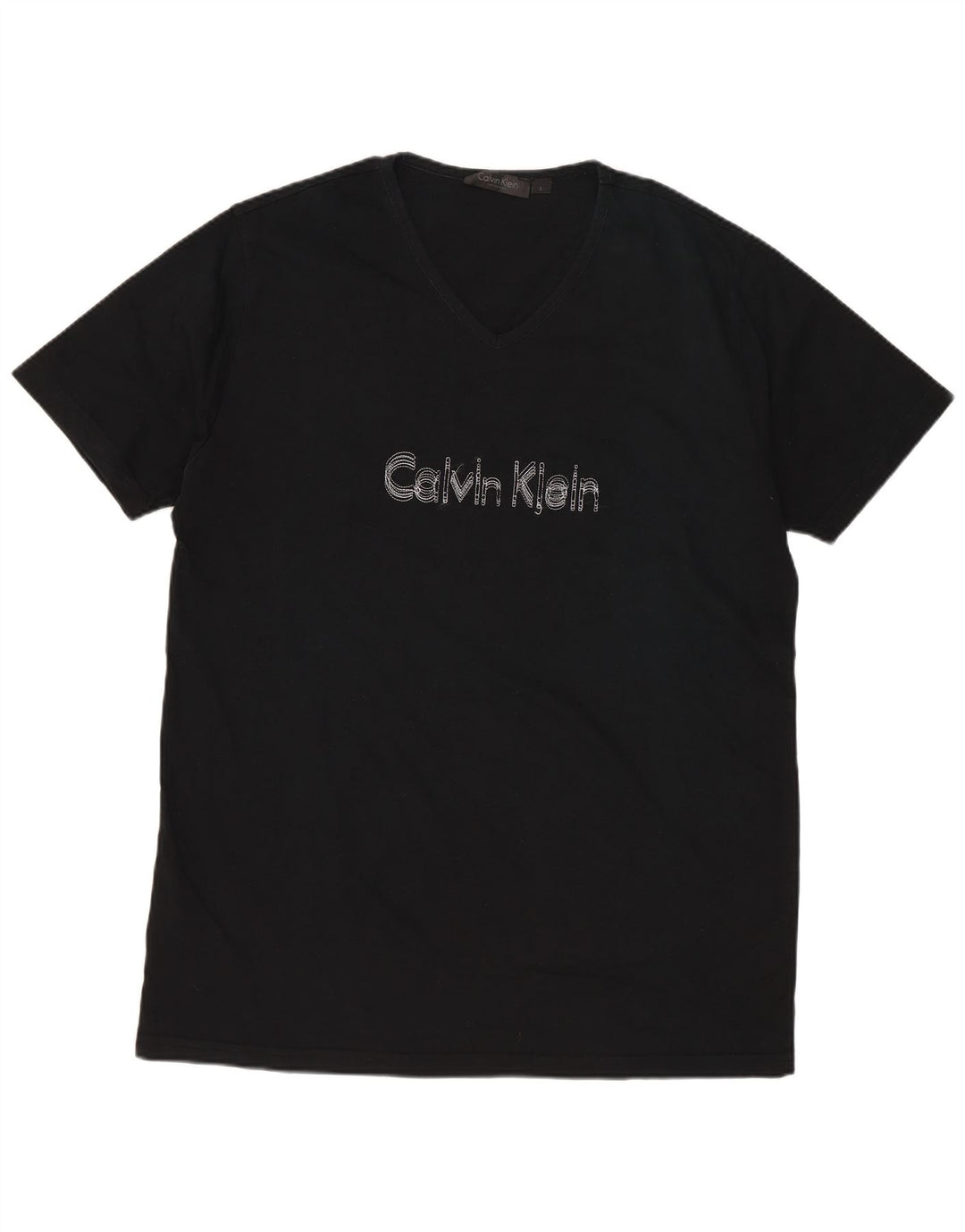 CALVIN KLEIN Ανδρικό γραφικό T-Shirt Top μεγάλο μαύρο βαμβακερό