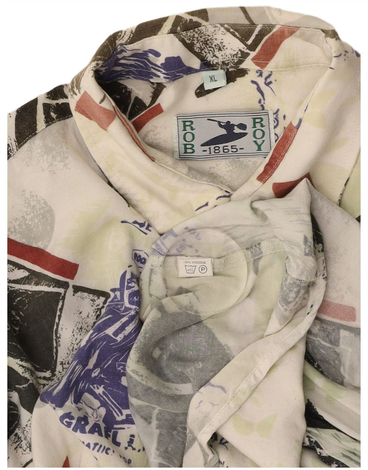 ROB ROY Ανδρικό γραφικό κοντομάνικο πουκάμισο XL πολύχρωμο συνονθύλευμα βισκόζη