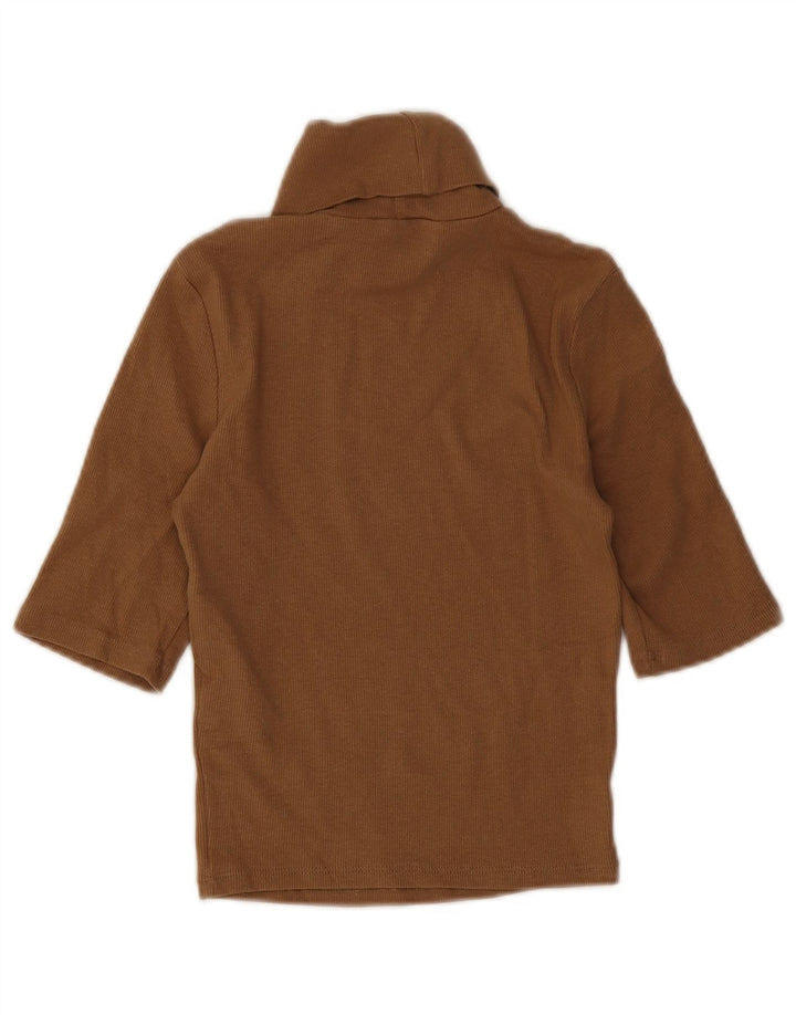 Zara Γυναικείο Roll Neck Top UK 8 Small Brown Βαμβακερό