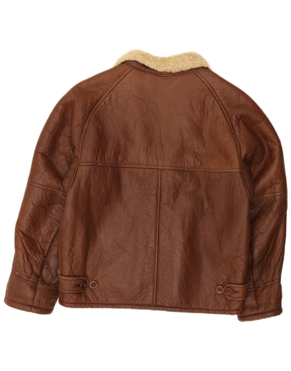 Vintage Ανδρικό Shearling Jacket IT 52 XL Καφέ Δερμάτινο