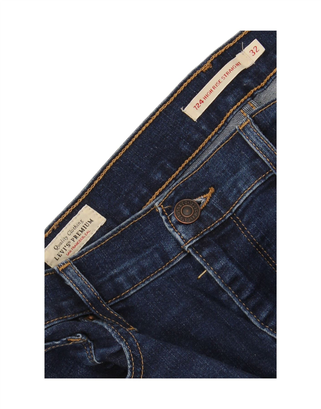 LEVI'S Womens 724 High Rise Straight Jeans W32 L25 Navy Blue