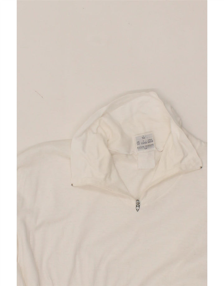 BELFE Mens Zip Neck Pullover Tracksuit Top UK 44 XL White Cotton Vintage Belfe and Second-Hand Belfe from Messina Hembry 