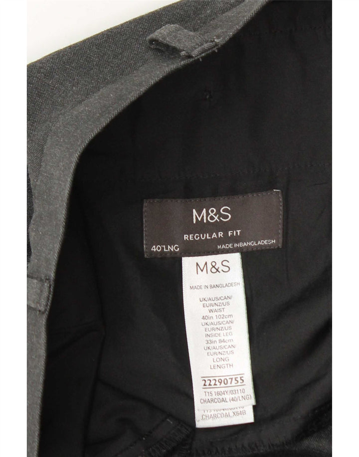 Marks & Spencer Ανδρικό παντελόνι Chino Regular W40 L33 Grey Polyester