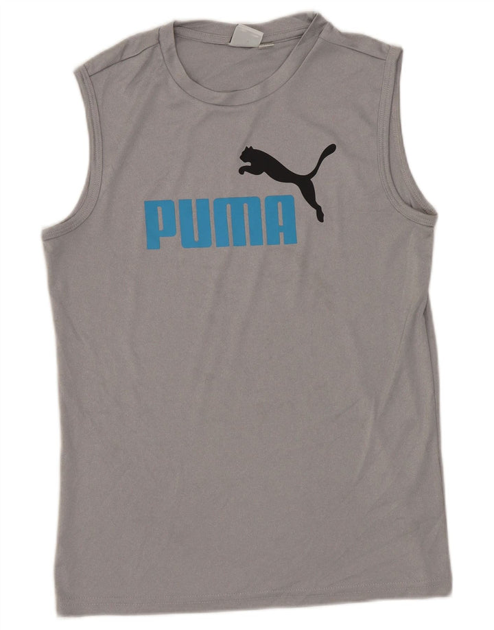 Puma Boys Graphic Vest Top 10-11 Years Medium Grey Polyester