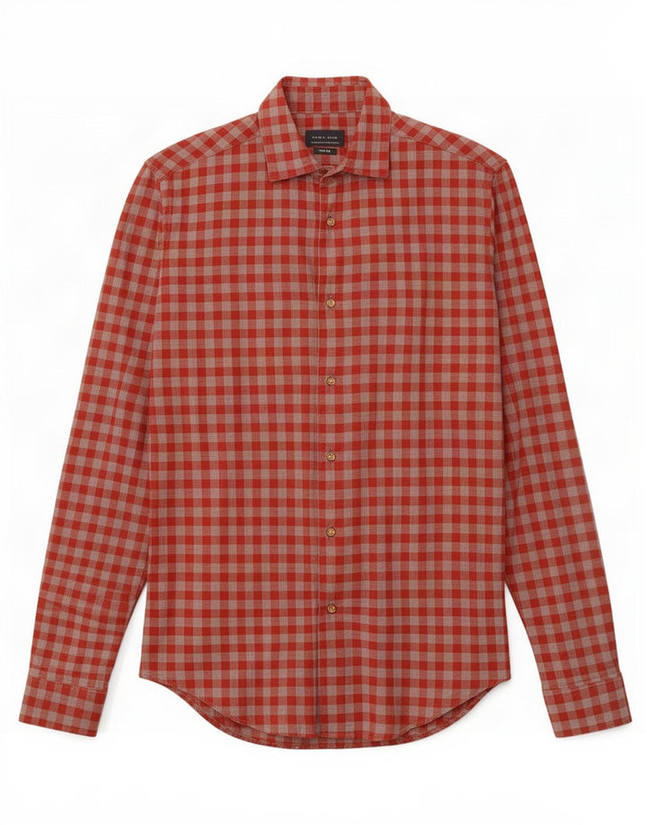 Ανδρικό πουκάμισο Zara Slim Fit Μικρό κόκκινο Gingham βαμβακερό