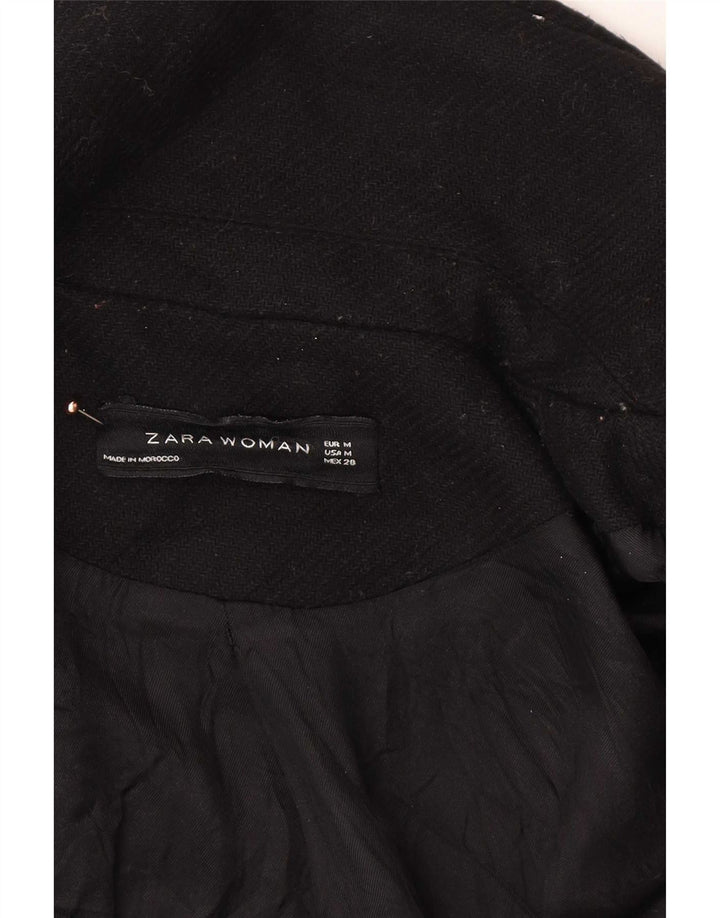 Zara Γυναικείο Πανωφόρι UK 14 Medium Black Wool