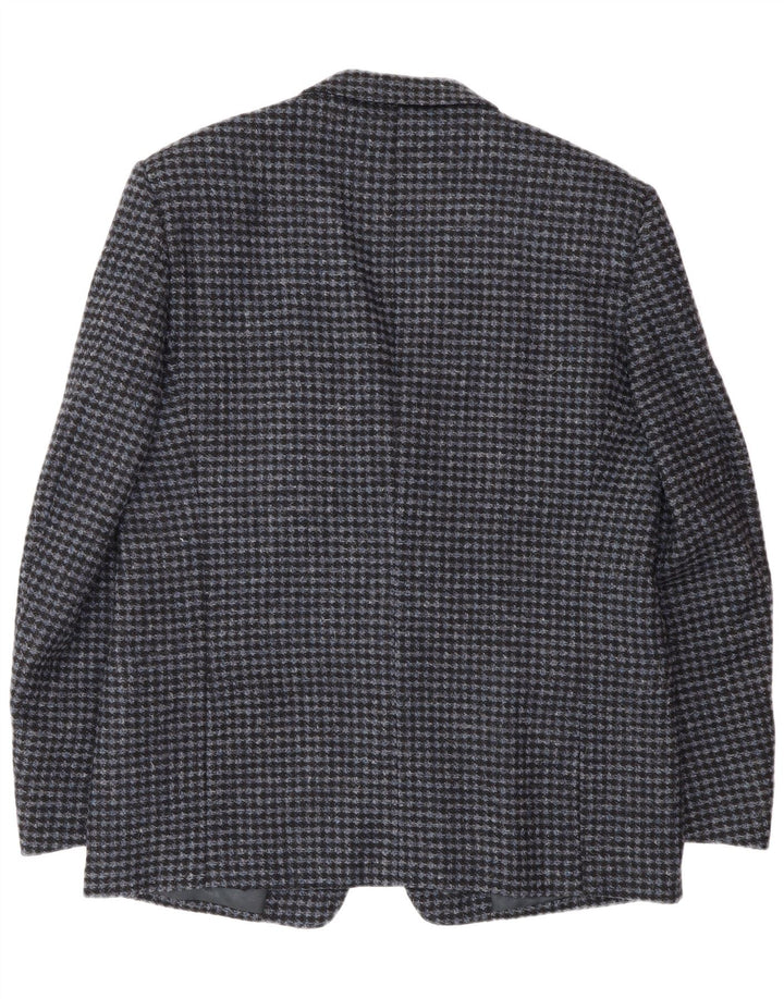Vintage Ανδρικό σακάκι σακάκι με 2 κουμπιά IT 56 3XL Μπλε Houndstooth παρθένο μαλλί