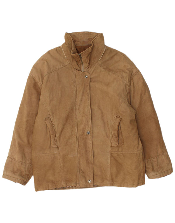 Vintage Γυναικείο Oversized Δερμάτινο Μπουφάν IT 46 Large Beige Leather