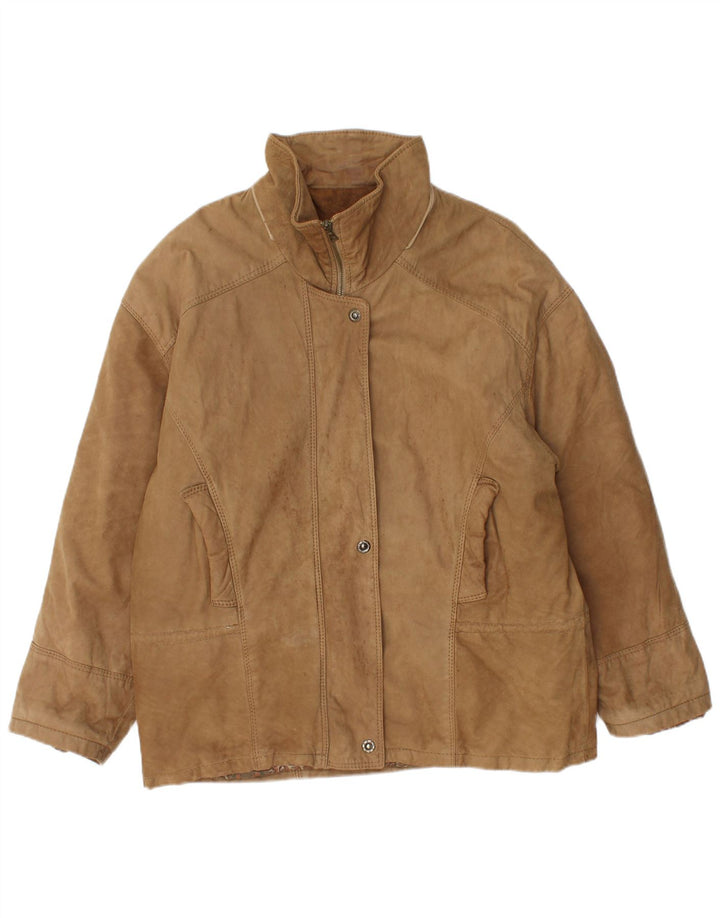 Vintage Γυναικείο Oversized Δερμάτινο Μπουφάν IT 46 Large Beige Leather
