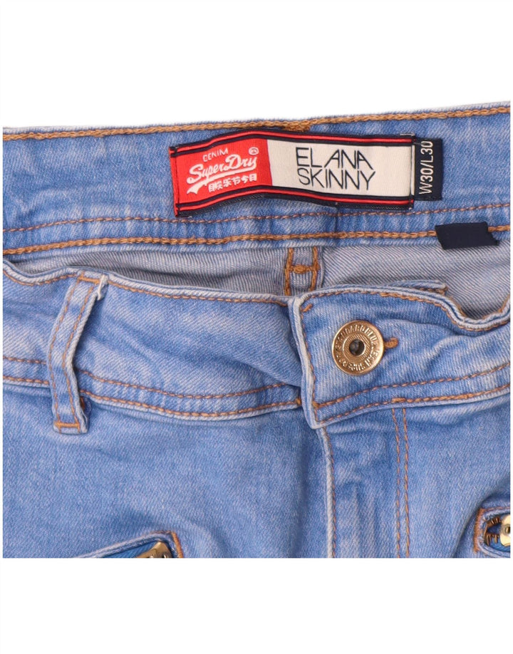 Superdry Γυναικείο Elana Skinny τζιν σορτς W30 από μεσαίο μπλε βαμβακερό