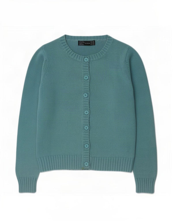 Zara Womens Cardigan Sweater UK 12 Medium Blue Cotton