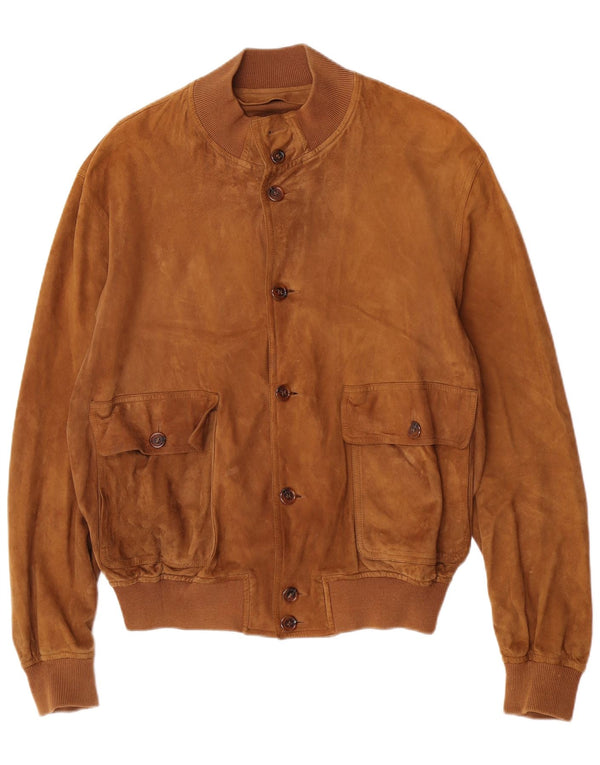 Pica Mens Suede Bomber Jacket IT 52 XL Beige Leather