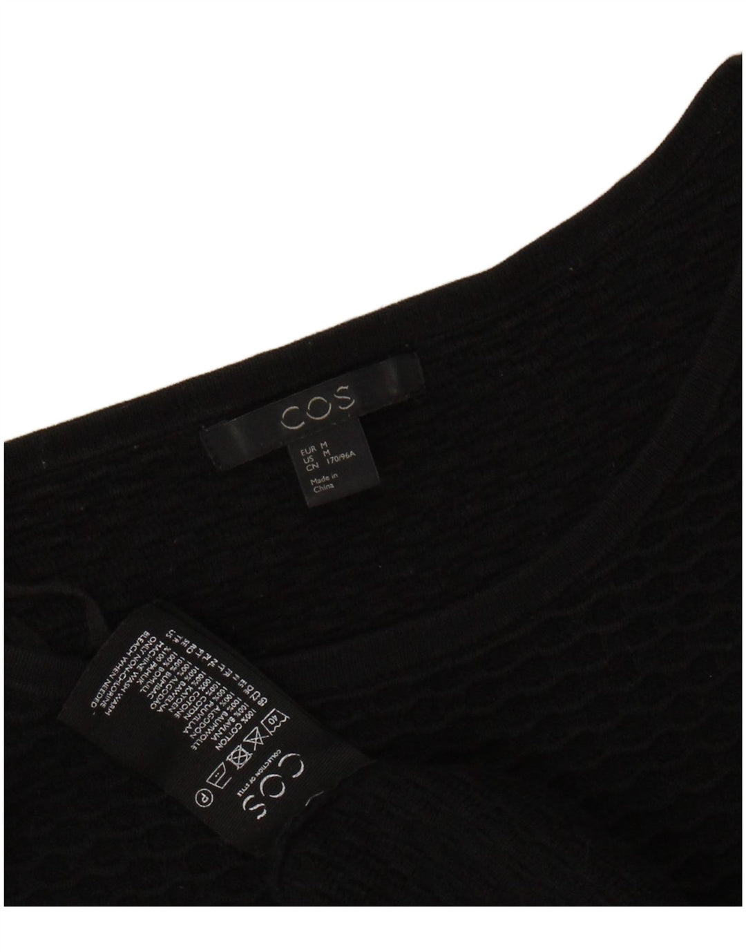 COS Γυναικείο τοπ 3/4 μανίκι UK 14 μεσαίο μαύρο βαμβακερό