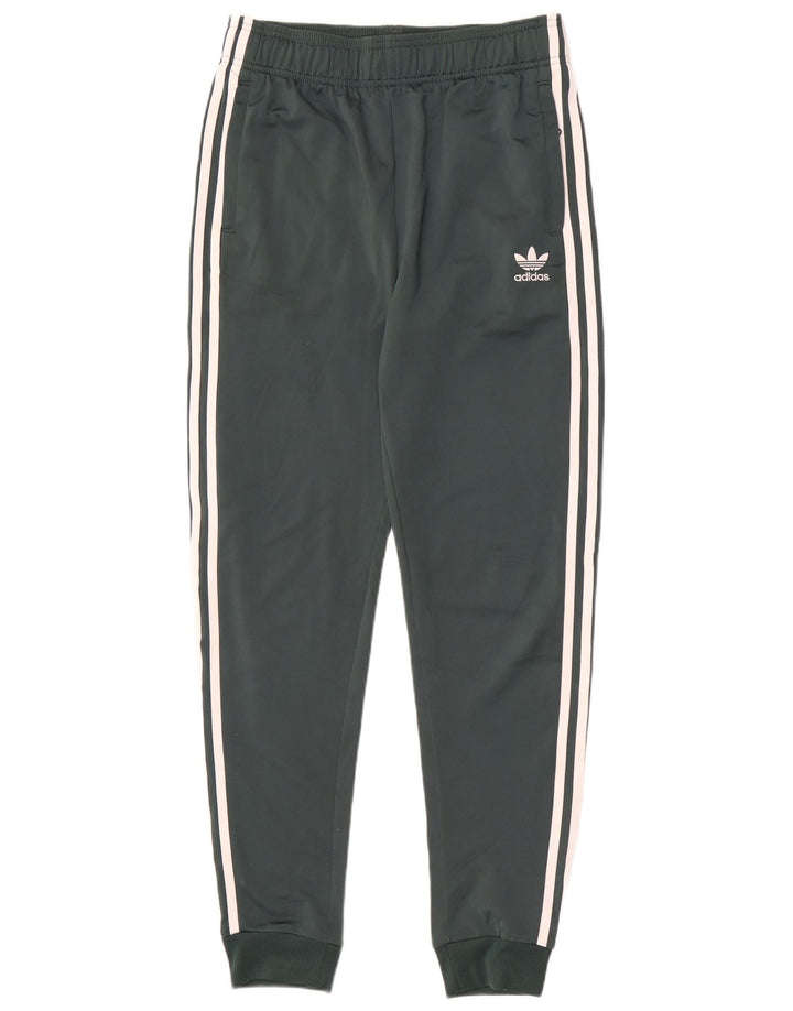 Adidas Boys Tracksuit Trousers Joggers 15-16 Years Green Polyester