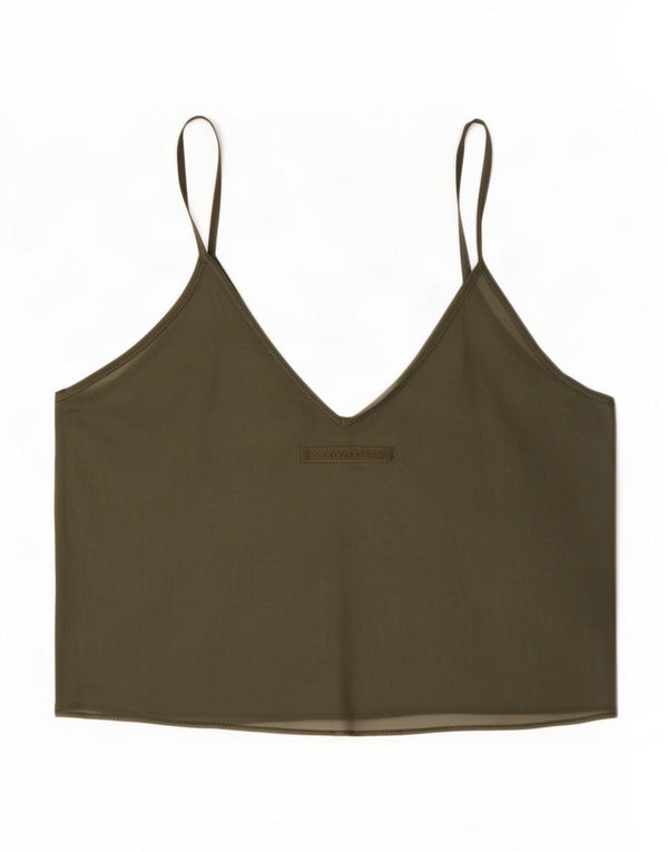 Zara Womens See Through Crop Top UK 12 Medium Khaki