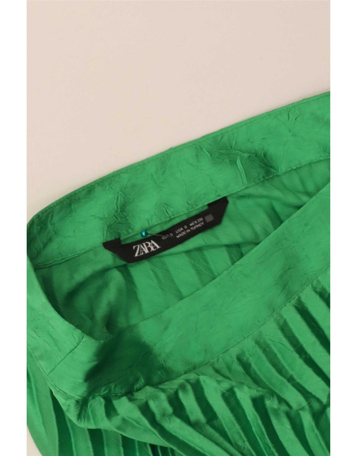 Zara Γυναικεία Πλισέ Maxi Φούστα Small W26 Green