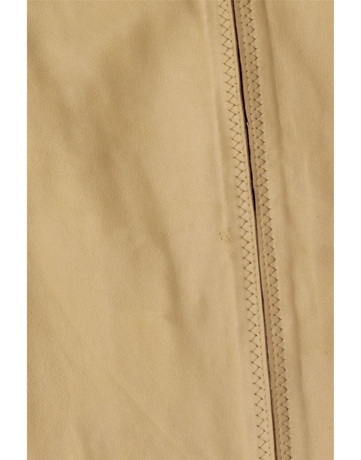 Helium Γυναικείο Crop Leather Jacket UK 14 Medium Beige Leather
