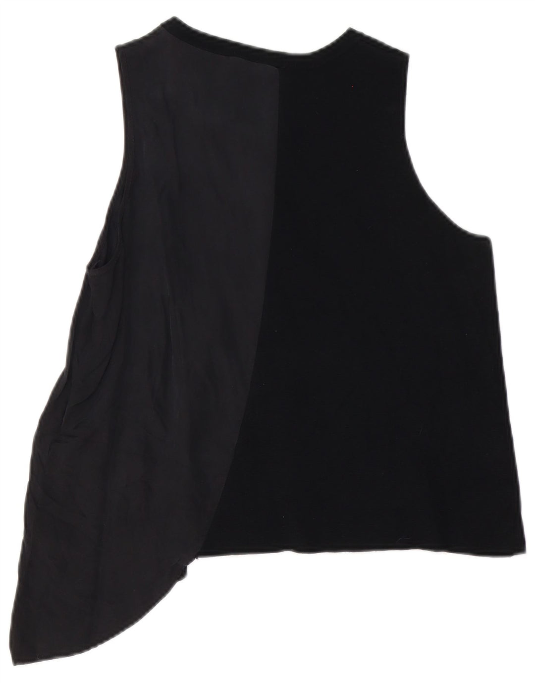 Zara Γυναικείο Ασύμμετρο Γιλέκο UK 16 Large Black Cupro