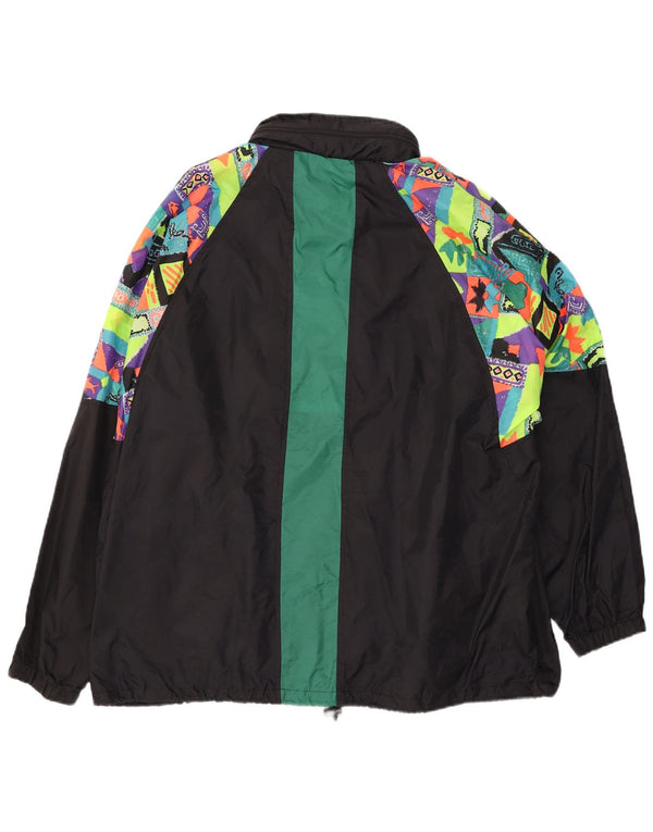 VINTAGE Ανδρικό μπουφάν βροχής με κουκούλα UK 44 2XL Μαύρο γεωμετρικό