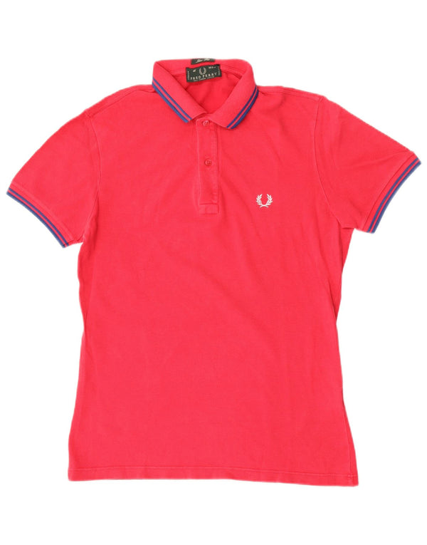 Fred Perry Ανδρικό πουκάμισο Polo Slim Fit Μικρό ροζ βαμβακερό