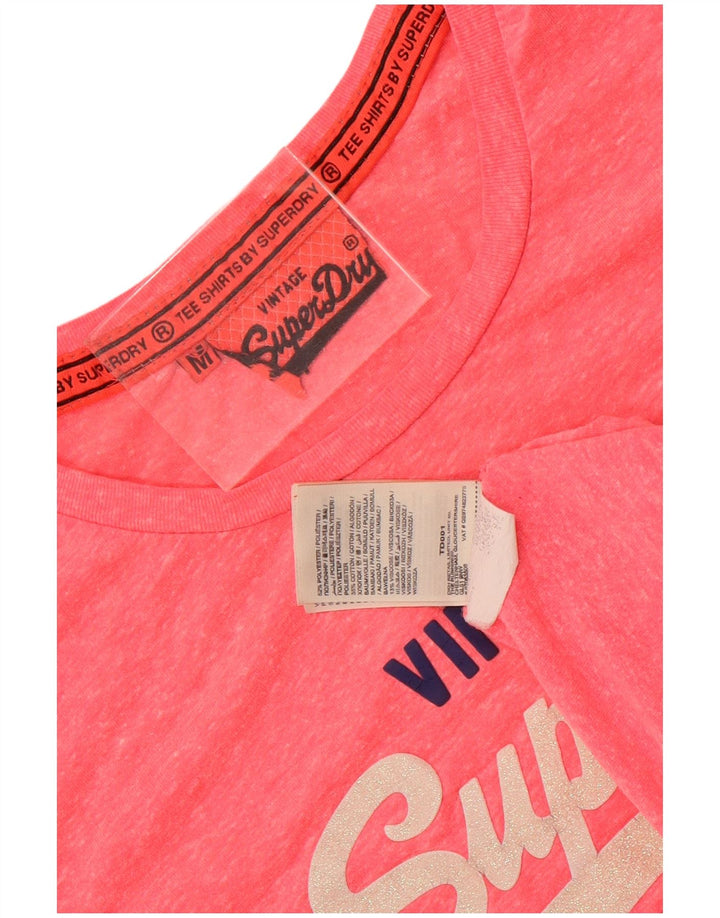 Γυναικείο vintage γραφικό μπλουζάκι Superdry Top UK 12 Medium Pink Flecked
