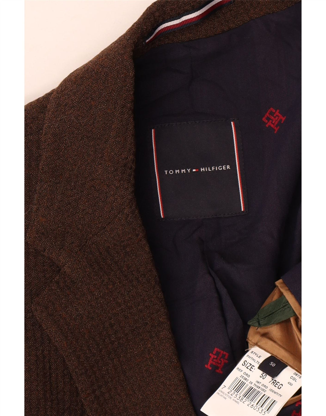 Tommy Hilfiger Ανδρικό σακάκι με 2 κουμπιά μπλέιζερ IT 50 μεγάλο καφέ πολυεστέρα