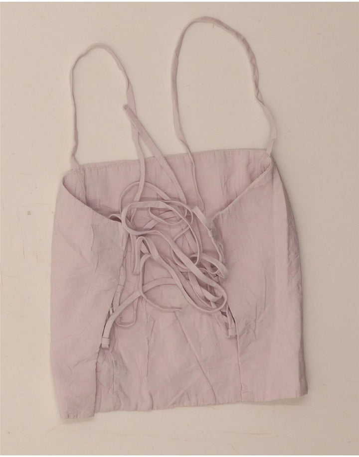 Zara Womens Crop Corset Top UK 8 Small Purple Modal