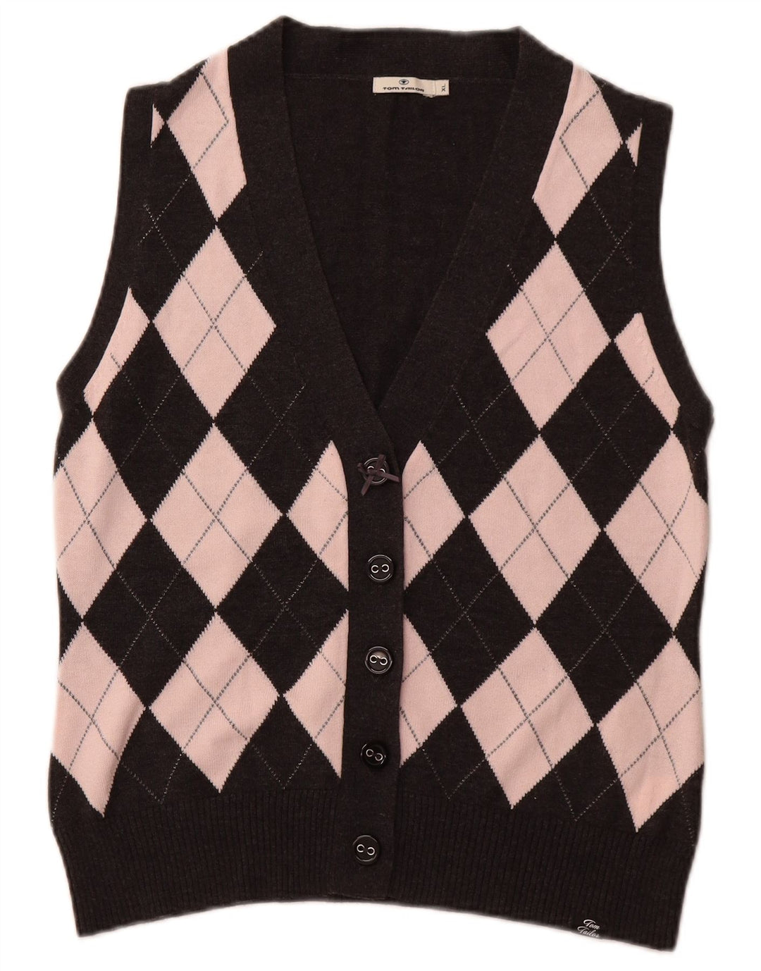 TOM TAILOR Γυναικεία ζακέτα Crop UK 18 XL Black Argyle/Diamond