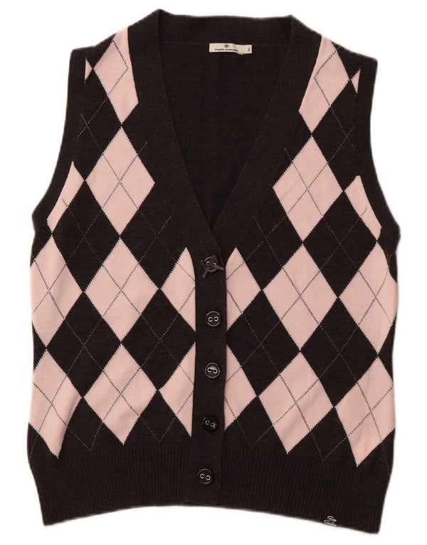 TOM TAILOR Γυναικεία ζακέτα Crop UK 18 XL Black Argyle/Diamond