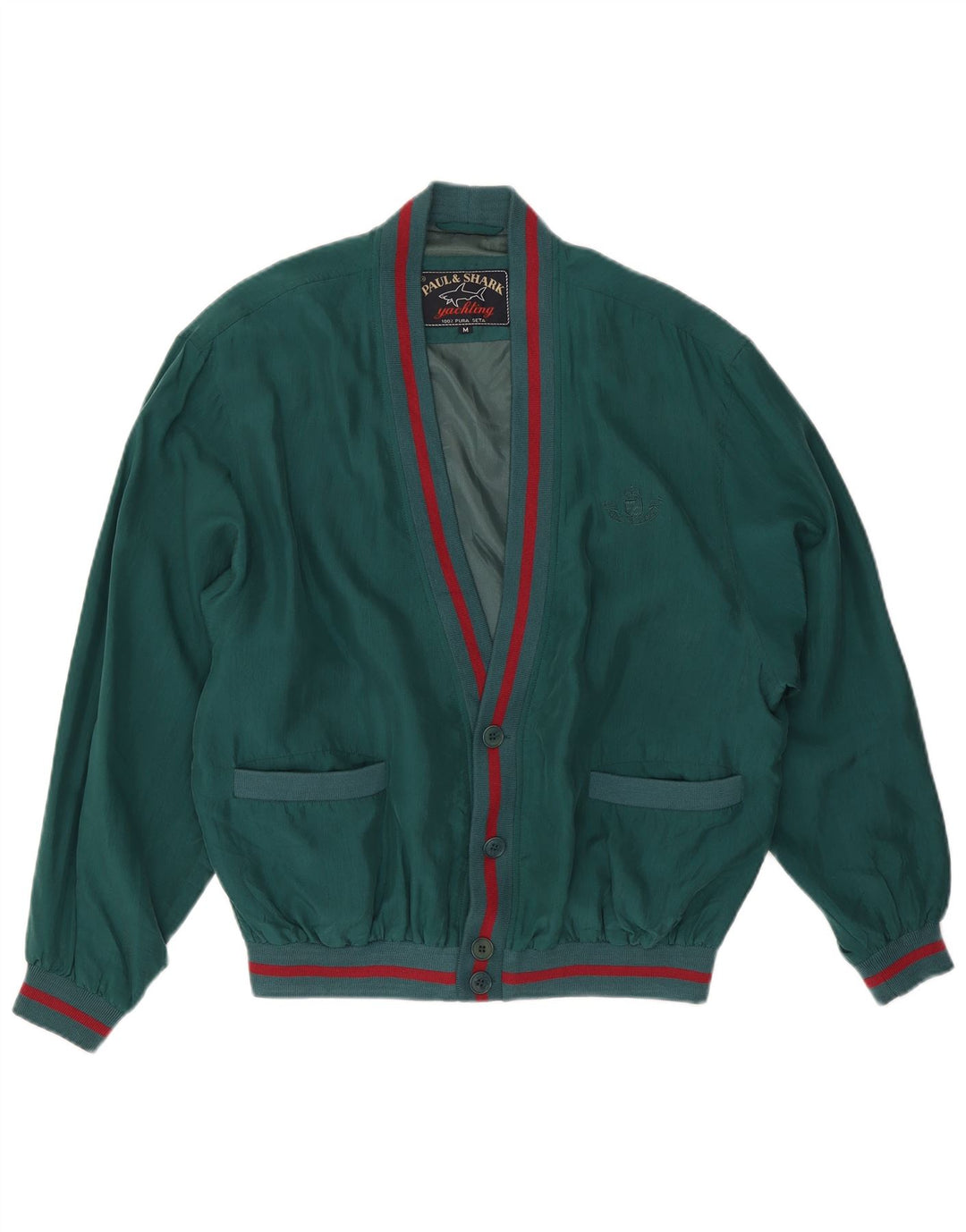 Paul & Shark Ανδρικό Yachting Bomber Jacket UK 38 Medium Green Silk