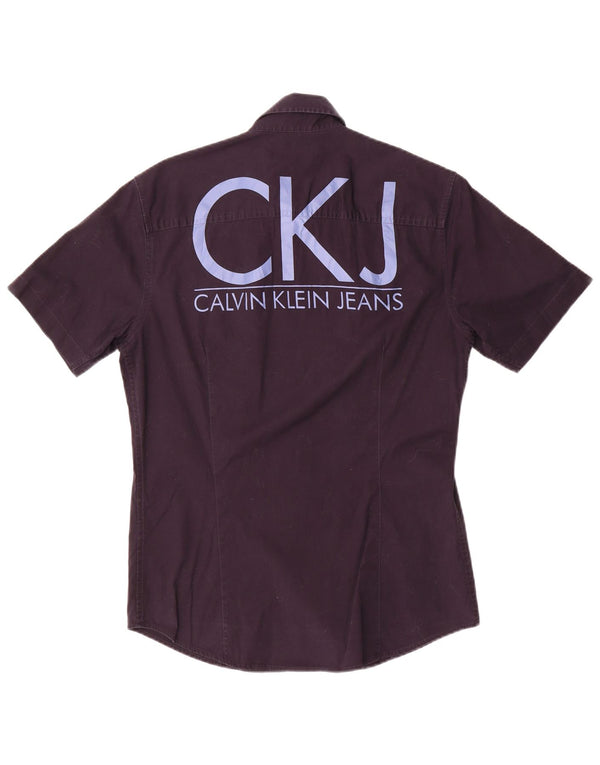 Calvin Klein Jeans Ανδρικό γραφικό κοντομάνικο πουκάμισο μεγάλο navy μπλε