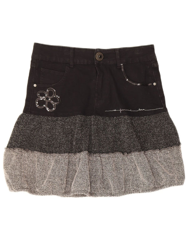Desigual γυναικεία φούστα σε κλιμάκια EU 36 Small W28 Μαύρο Colourblock Βαμβακερό