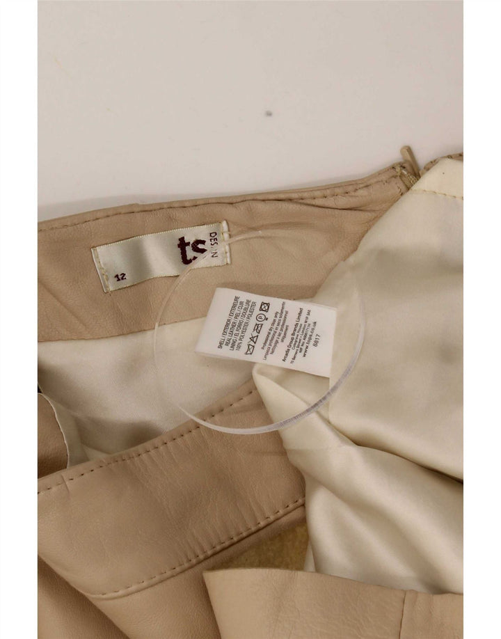 Vintage Γυναικεία Δερμάτινη Φούστα UK 12 Medium W28 Beige