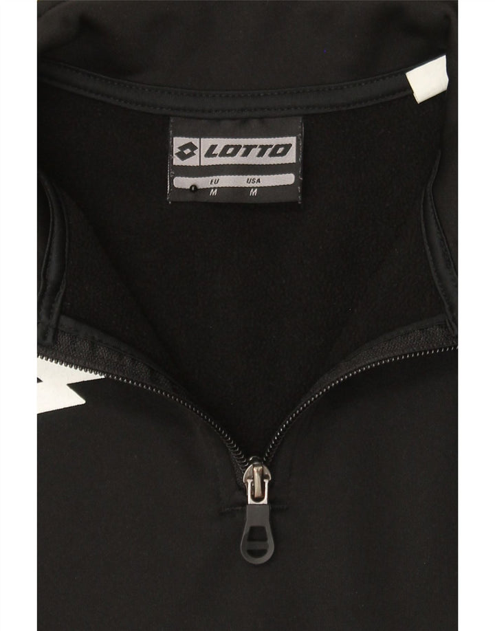 LOTTO Womens Zip Neck Sweatshirt Jumper UK 12 Medium Black Polyester Vintage Lotto and Second-Hand Lotto from Messina Hembry 